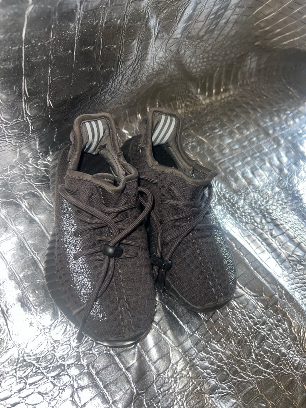 adidas Black Knit Slip-On Sneakers with Reflective Accents